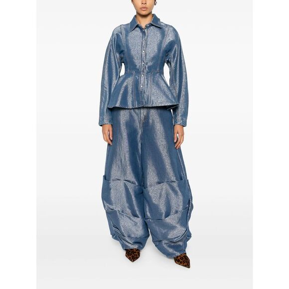 Ganni Blue Denim - Wide-Leg Jeans Women - Picture 5 of 5